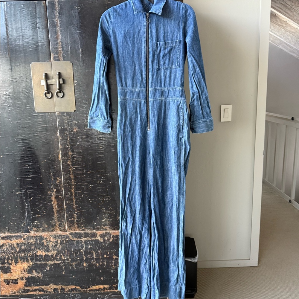 Madewell Long Sleeve Blue Denim Jumpsuit